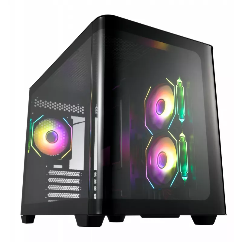 FSP S380-BA Case Mini Tower mITX, mATX Black ARGB, Micro Tower, PC, Black, micro ATX, Mini-ITX, SPCC, Tempered glass, Gaming