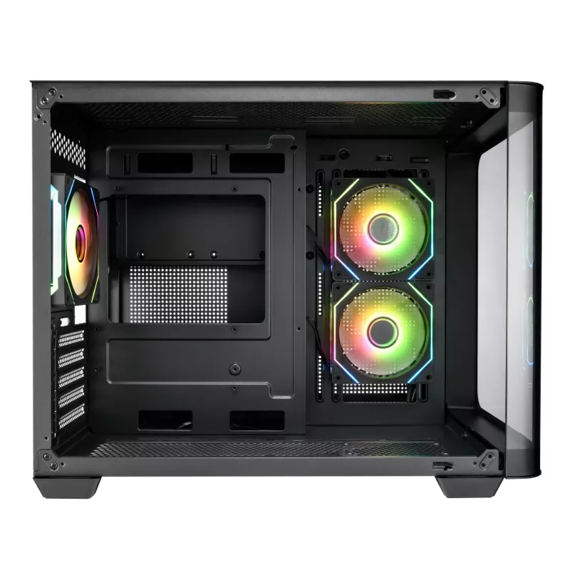 FSP S380-BA Case Mini Tower mITX, mATX Black ARGB, Micro Tower, PC, Black, micro ATX, Mini-ITX, SPCC, Tempered glass, Gaming