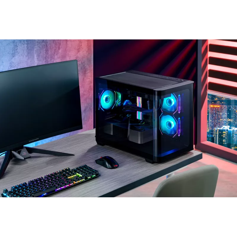 FSP S380-BA Case Mini Tower mITX, mATX Black ARGB, Micro Tower, PC, Black, micro ATX, Mini-ITX, SPCC, Tempered glass, Gaming