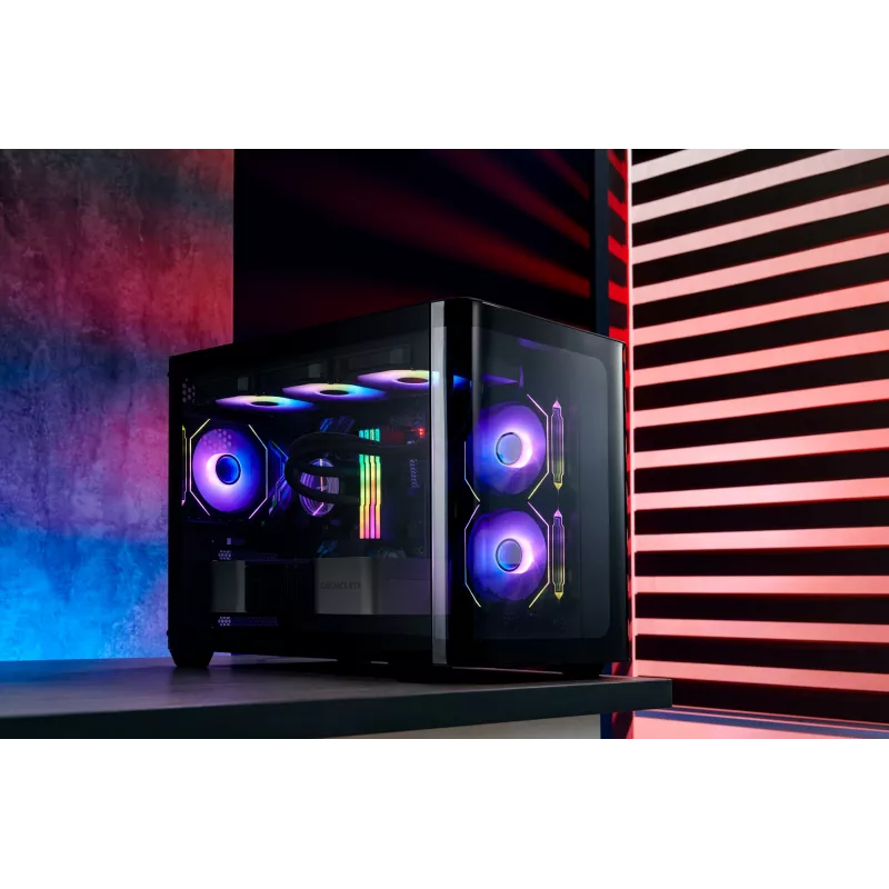 FSP S380-BA Case Mini Tower mITX, mATX Black ARGB, Micro Tower, PC, Black, micro ATX, Mini-ITX, SPCC, Tempered glass, Gaming