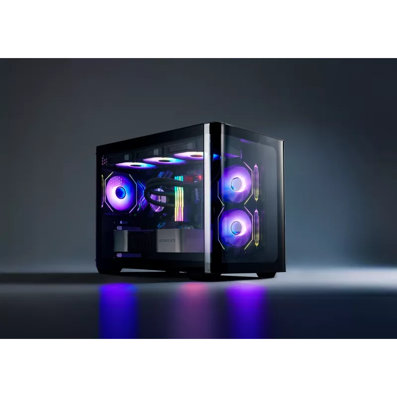 FSP S380-BA Case Mini Tower mITX, mATX Black ARGB, Micro Tower, PC, Black, micro ATX, Mini-ITX, SPCC, Tempered glass, Gaming