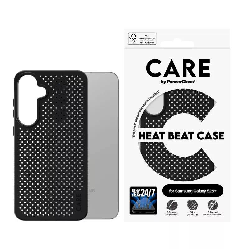 PanzerGlass CARE™ by ® Case Heat Beat Samsung Galaxy S25+, Cover, Samsung, Samsung - Galaxy S25+, Black