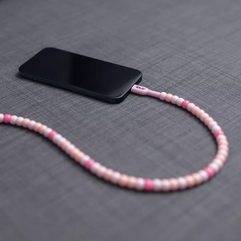 CLUB3D USB-C® Beaded Cable Pink, 2 m, USB C, USB C, 0.48 Gbit/s, Pink