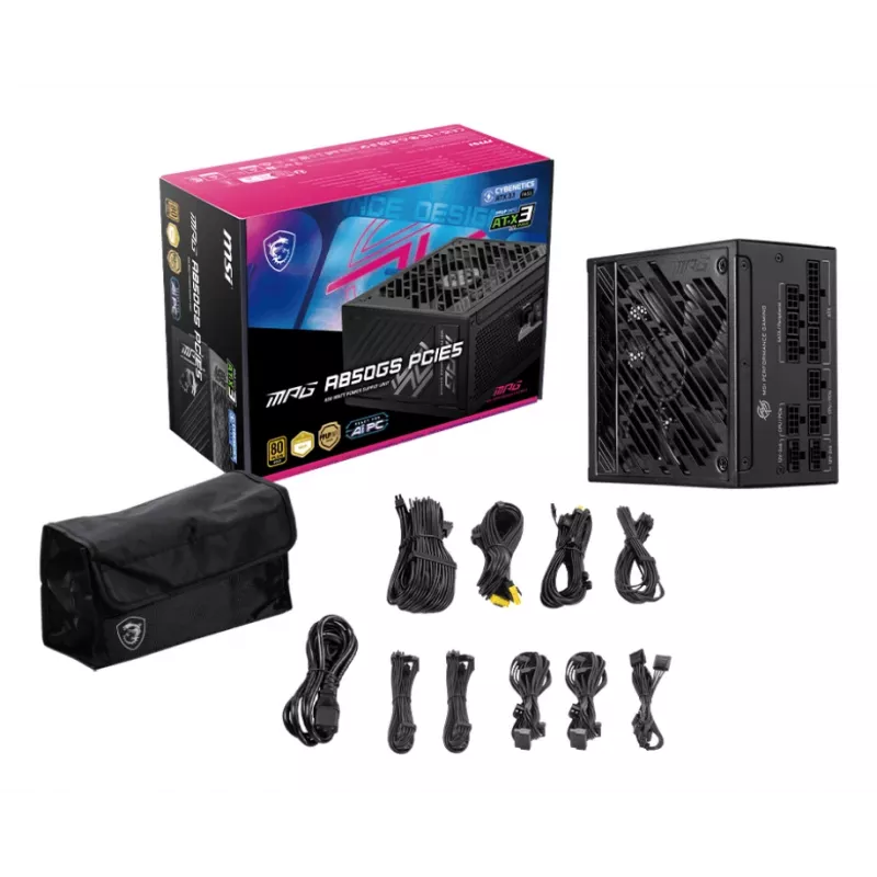 MSI MPG A850GS PCIE5 power supply unit 850 W 24-pin ATX ATX Black