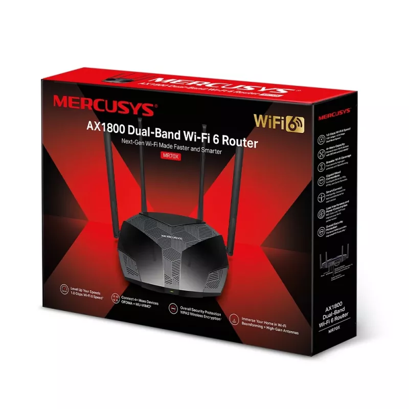 MERCUSYS MR70X wireless router Gigabit Ethernet Dual-band (2.4 GHz / 5 GHz) Black
