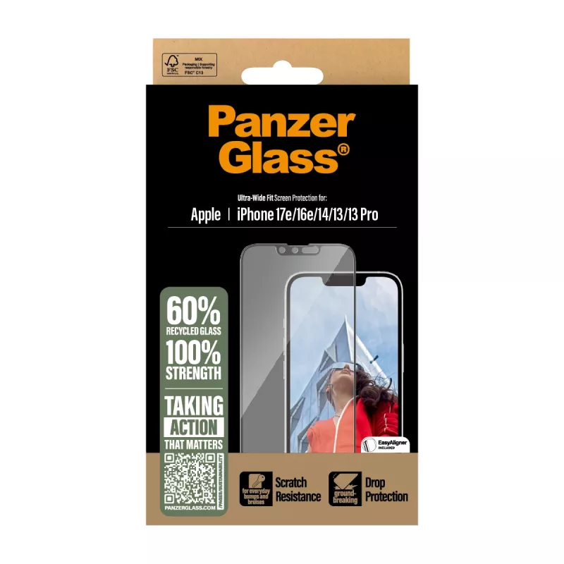 PanzerGlass ® Screen Protector iPhone 17e | 16e | 14 | 13 | 13 Pro | Ultra-Wide Fit w. EasyAligner