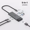 TP-Link UH5020C USB-C 5-Port Hub, HDMI 4K@60Hz, 100 W Power Delivery, 1x USB-C, 2x USB-A, 5 Gbps, Aluminium, Grey