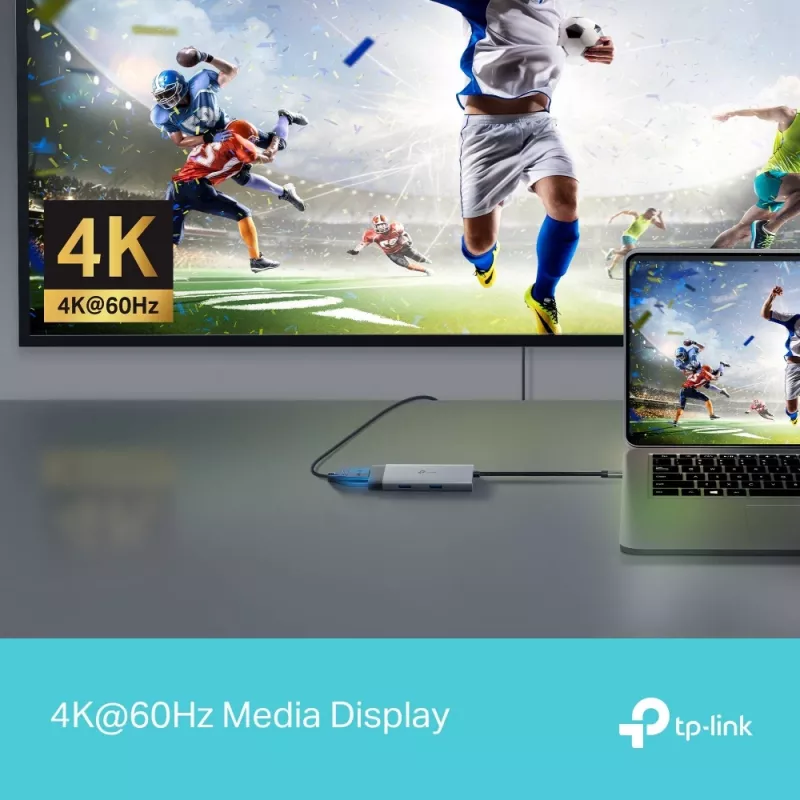TP-Link UH5020C USB-C 5-Port Hub, HDMI 4K@60Hz, 100 W Power Delivery, 1x USB-C, 2x USB-A, 5 Gbps, Aluminium, Grey