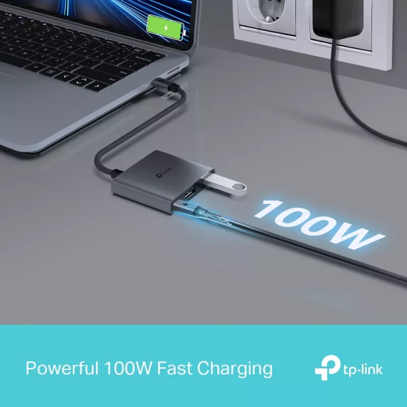 USB Type-C Hub TP-Link UH3020C — 3-port (HDMI, USB-A, USB-C), 5 Gbit/s, HDMI 4K@60Hz, PD up to 100W, aluminium, 0.18 m cable