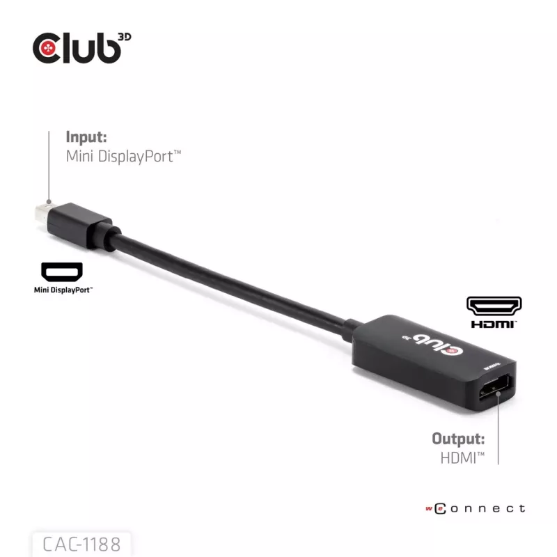 Adapter club 3d Mini DisplayPort 1.4 to HDMI 8K60Hz M/F, Mini DisplayPort connector
