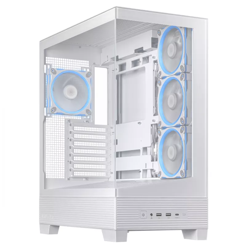 PC Case ASUS A31 Plus TG ARGB WHITE Midi Tower — ATX, Tempered Glass, ARGB, 3x120mm + 1x120mm fans, 38 cm GPU, 165 mm CPU cooler