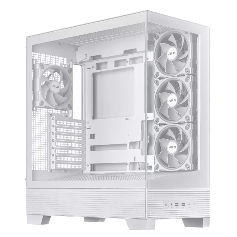 PC Case ASUS A31 Plus TG ARGB WHITE Midi Tower — ATX, Tempered Glass, ARGB, 3x120mm + 1x120mm fans, 38 cm GPU, 165 mm CPU cooler
