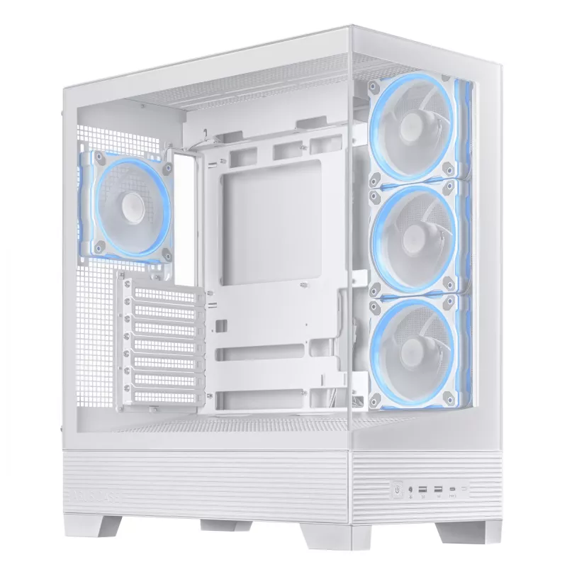 PC Case ASUS A31 Plus TG ARGB WHITE Midi Tower — ATX, Tempered Glass, ARGB, 3x120mm + 1x120mm fans, 38 cm GPU, 165 mm CPU cooler