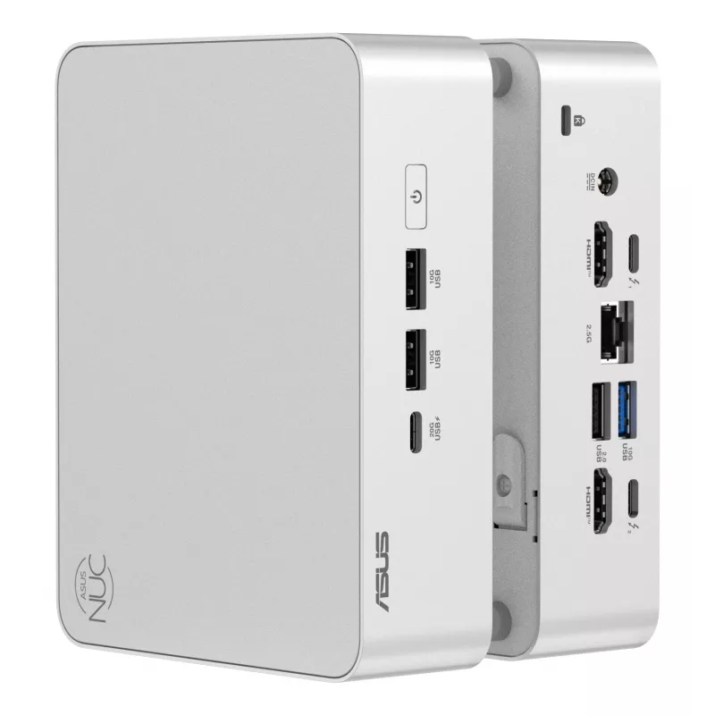 Mini PC barebone ASUS NUC 15 Pro+ RNUC15CRSU900002 — Intel Core Ultra 9 (16 cores/16 threads), DDR5 up to 192 GB, Intel Arc 140T, Wi‑Fi 7, 2x HDMI 2.1, 2x Thunderbolt 4