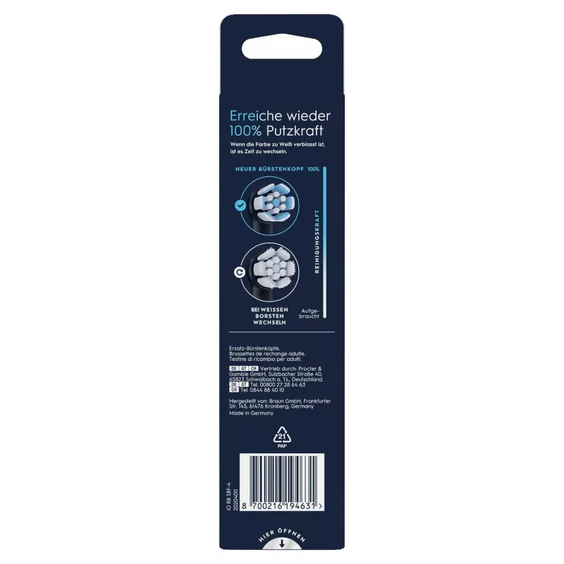 Oral-B 194631 toothbrush head 4 pc(s) Black