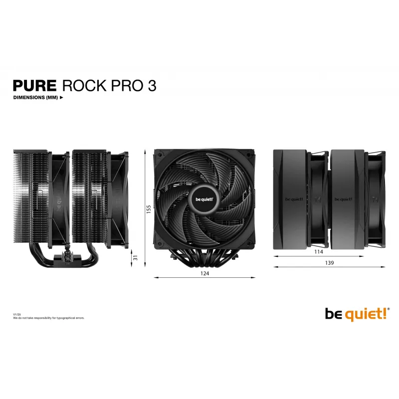 be quiet! Pure Rock Pro 3 Black Processor Air cooler 12 cm 1 pc(s)