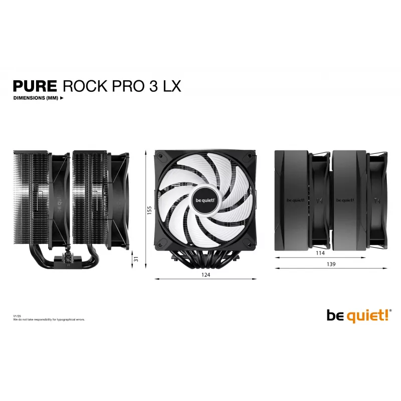 be quiet! Pure Rock Pro 3 LX Black Processor Air cooler 12 cm 1 pc(s)