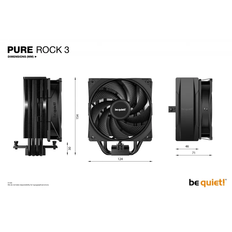 be quiet! Pure Rock 3 Black Processor Air cooler 12 cm 1 pc(s)
