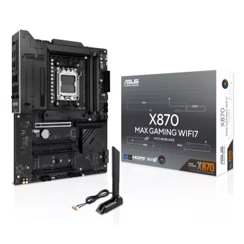 Motherboard ASUS X870 MAX GAMING WIFI7 ATX — AMD X870, Socket AM5, DDR5, 4 DIMM, 256 GB, Wi‑Fi 7, Bluetooth 5.4, 3 M.2, 2x USB4 Gen3x2