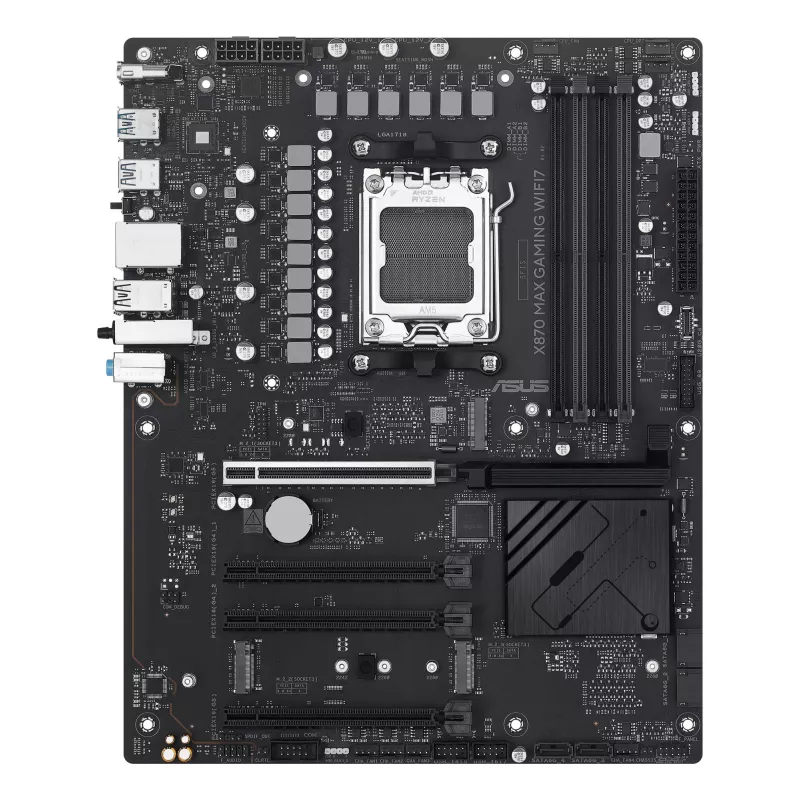 Motherboard ASUS X870 MAX GAMING WIFI7 ATX — AMD X870, Socket AM5, DDR5, 4 DIMM, 256 GB, Wi‑Fi 7, Bluetooth 5.4, 3 M.2, 2x USB4 Gen3x2