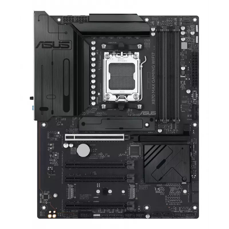 Motherboard ASUS X870 MAX GAMING WIFI7 ATX — AMD X870, Socket AM5, DDR5, 4 DIMM, 256 GB, Wi‑Fi 7, Bluetooth 5.4, 3 M.2, 2x USB4 Gen3x2