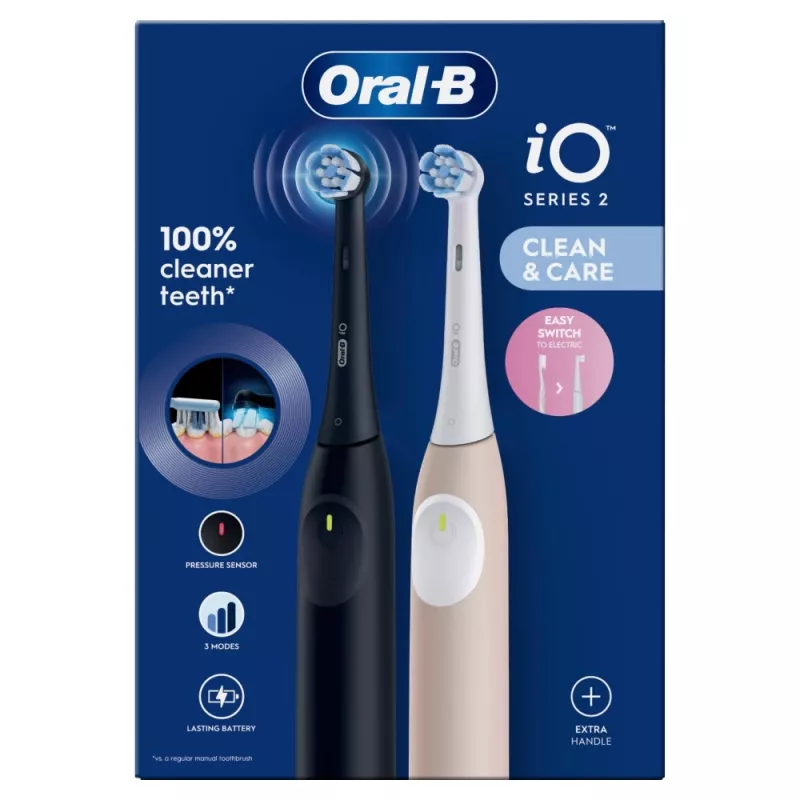 Electric Toothbrush Oral-B iO Series 2 Duo Black Pink Rechargeable with Smart Pressure Sensor