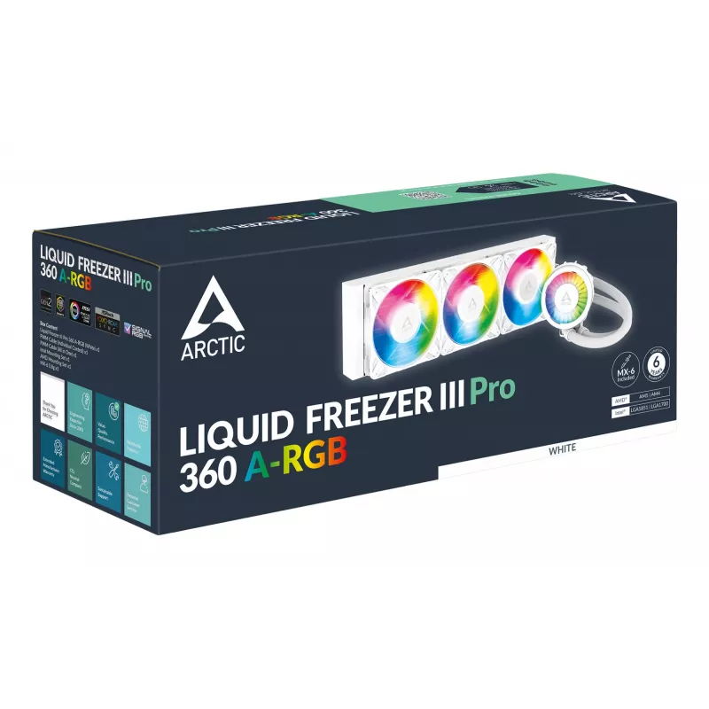 ARCTIC Liquid Freezer III Pro 360 A-RGB (White) - Multi Compatible All-in-One CPU Water Cooler with A-RGB