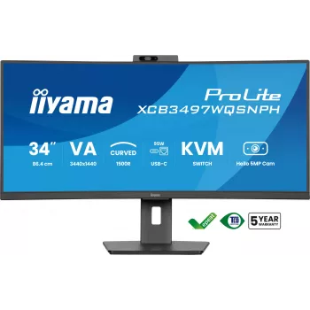 iiyama ProLite XCB3497WQSNPH-B1 computer monitor 86.4 cm (34 inch) 3440 x 1440 pixels UltraWide Quad HD LED Black