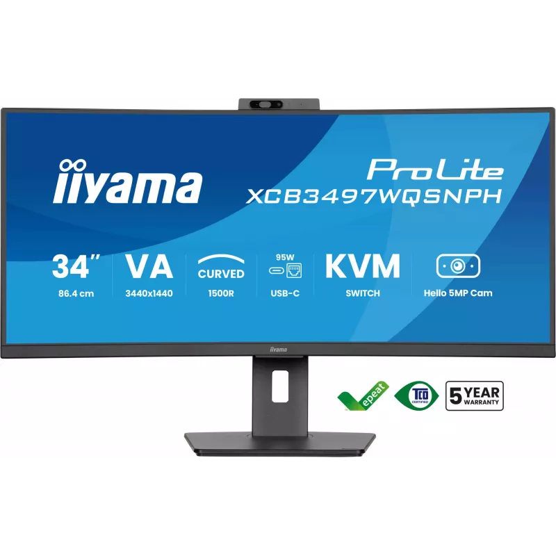 iiyama ProLite XCB3497WQSNPH-B1 computer monitor 86.4 cm (34 inch) 3440 x 1440 pixels UltraWide Quad HD LED Black
