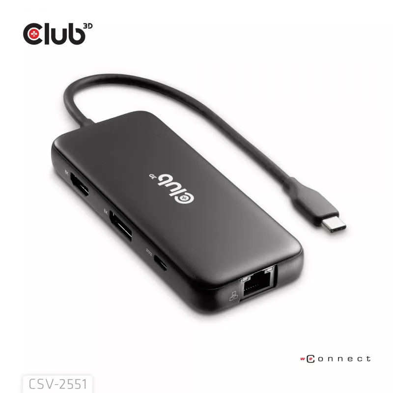 CLUB3D 8-1 Portable Dock USB Type-C® 10Gbps to HDMI™ and DisplayPort™ 8K30Hz PD Max.100Watt