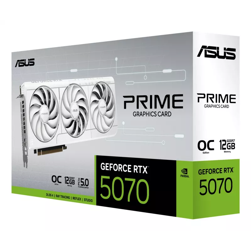 Graphics card ASUS GeForce RTX 5070 12 GB GDDR7, PCIe 5.0, 192-bit, white, 3 fans