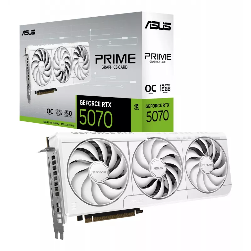 Graphics card ASUS GeForce RTX 5070 12 GB GDDR7, PCIe 5.0, 192-bit, white, 3 fans