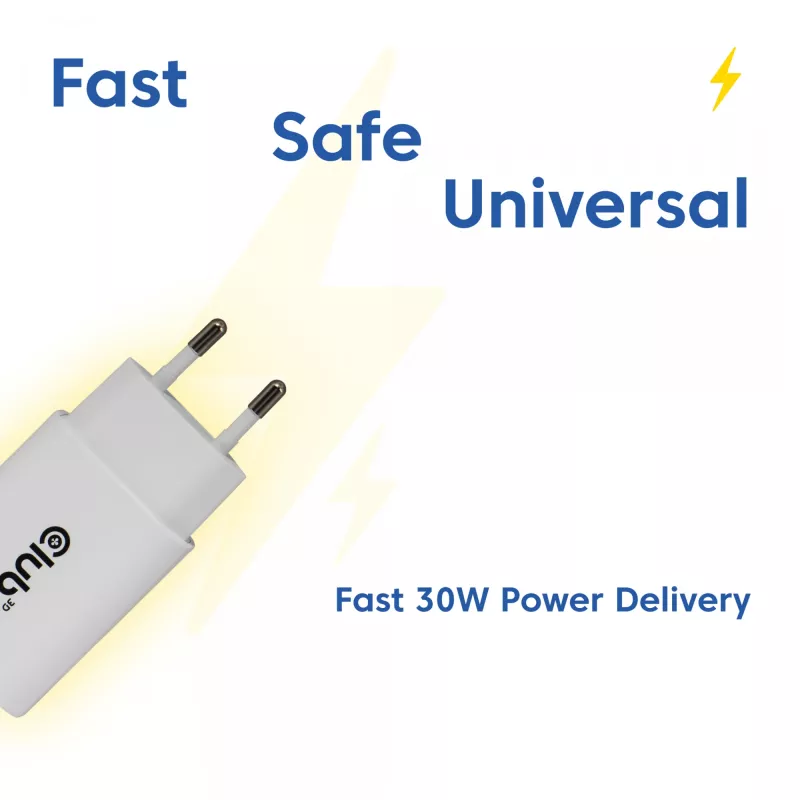 USB‑C Charger 2‑Pack CLUB3D CAC-3020, 30W total, White