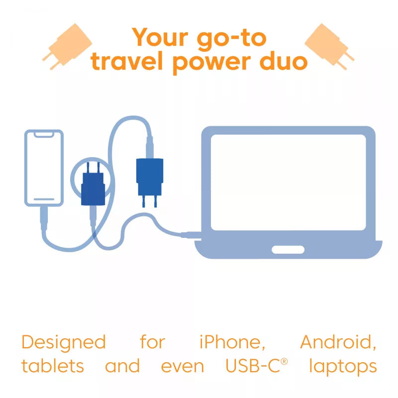 Power adapter club 3d USB-C charger 30W 2-pack compact for phones and tablets