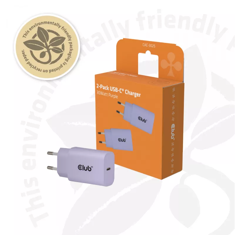 Power adapter club 3d USB-C charger 30W 2-pack compact for phones and tablets