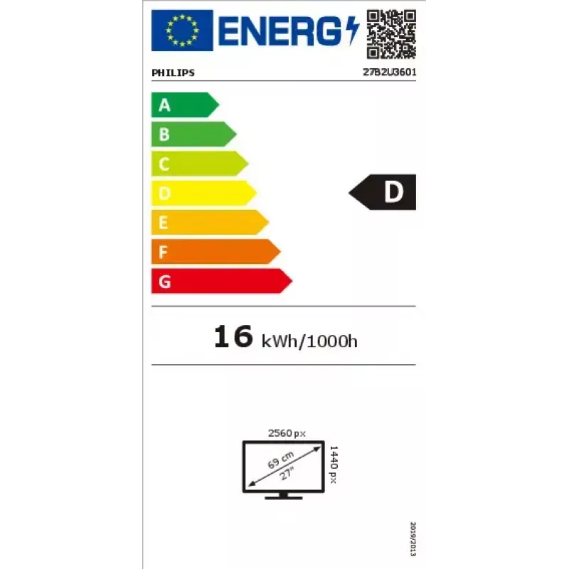 Philips 3000 series 27B2U3601/00 computer monitor 68.6 cm (27 inch) 2560 x 1440 pixels Quad HD LCD Black