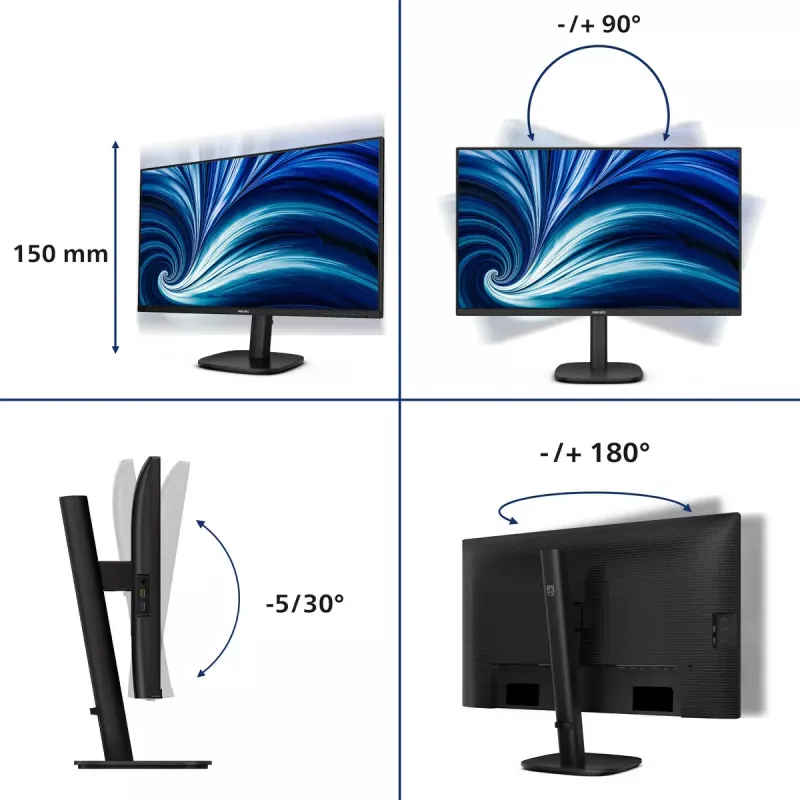 Philips 3000 series 27B2U3601/00 computer monitor 68.6 cm (27 inch) 2560 x 1440 pixels Quad HD LCD Black