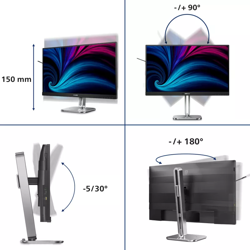 Philips 4000 series 27B2N4500/00 computer monitor 68.6 cm (27 inch) 2560 x 1440 pixels Quad HD LCD Grey