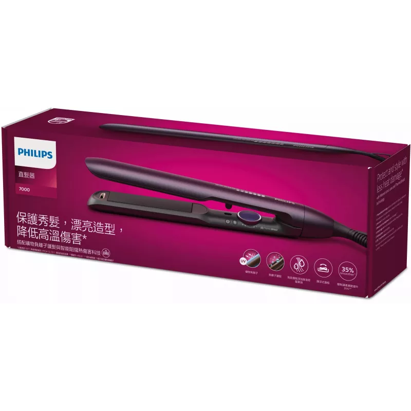 Philips 7000 series BHS752/00 hair straightener, 2 m cord, purple