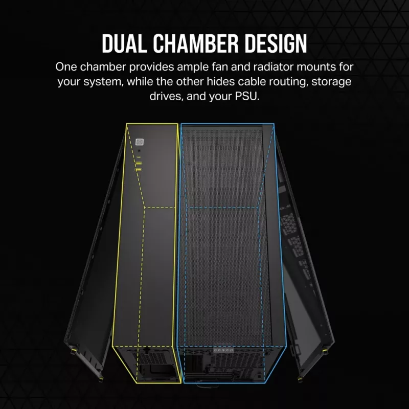 CORSAIR Pc Case - Mid-tower - 2500x Dual Chamber - Black