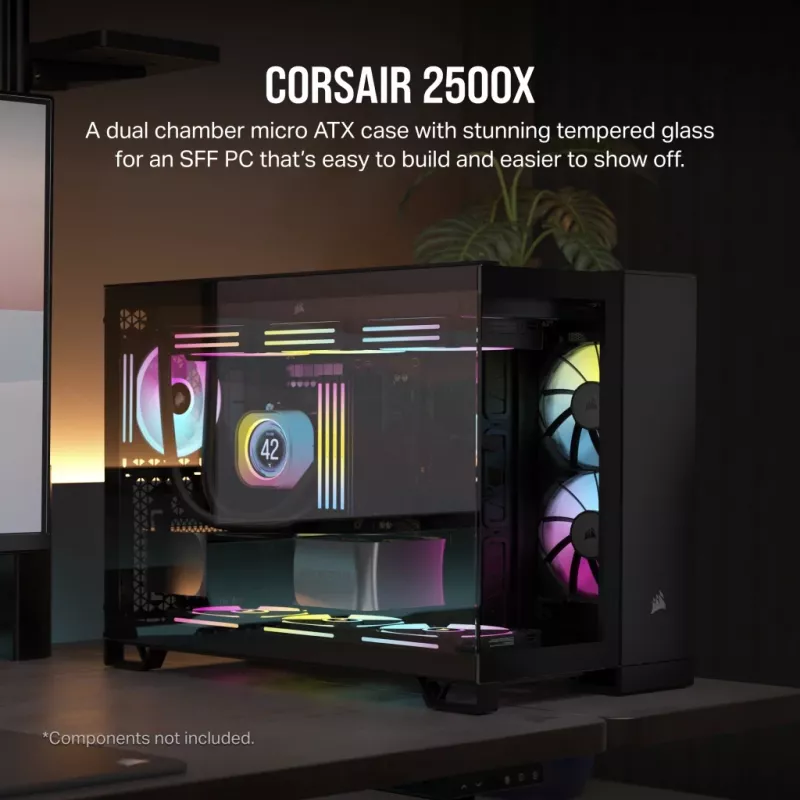 CORSAIR Pc Case - Mid-tower - 2500x Dual Chamber - Black