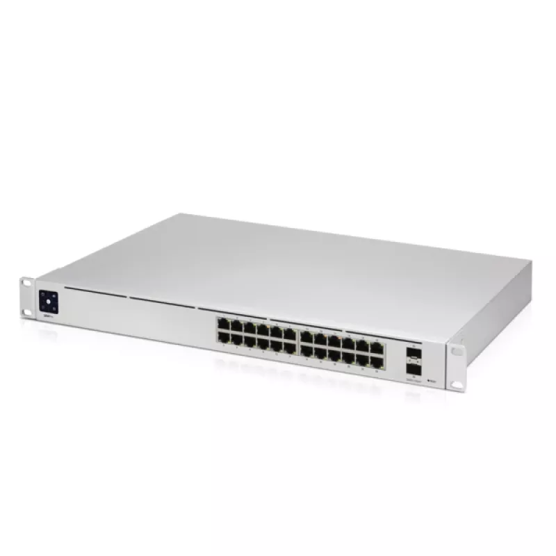 Managed switch UBIQUITI USW-PRO-24-EU — 24× Gigabit RJ-45, 2× SFP+, L2/L3, rack-mount, silver