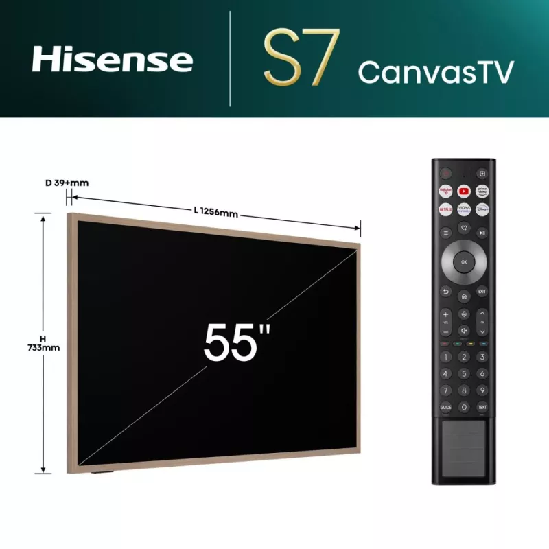 Hisense 55 inch S7NQTUK Canvas TV with Freely & ArtMode