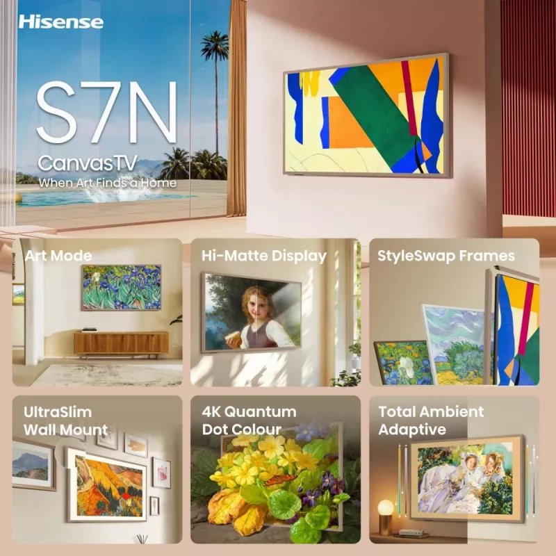 Hisense 55 inch S7NQTUK Canvas TV with Freely & ArtMode