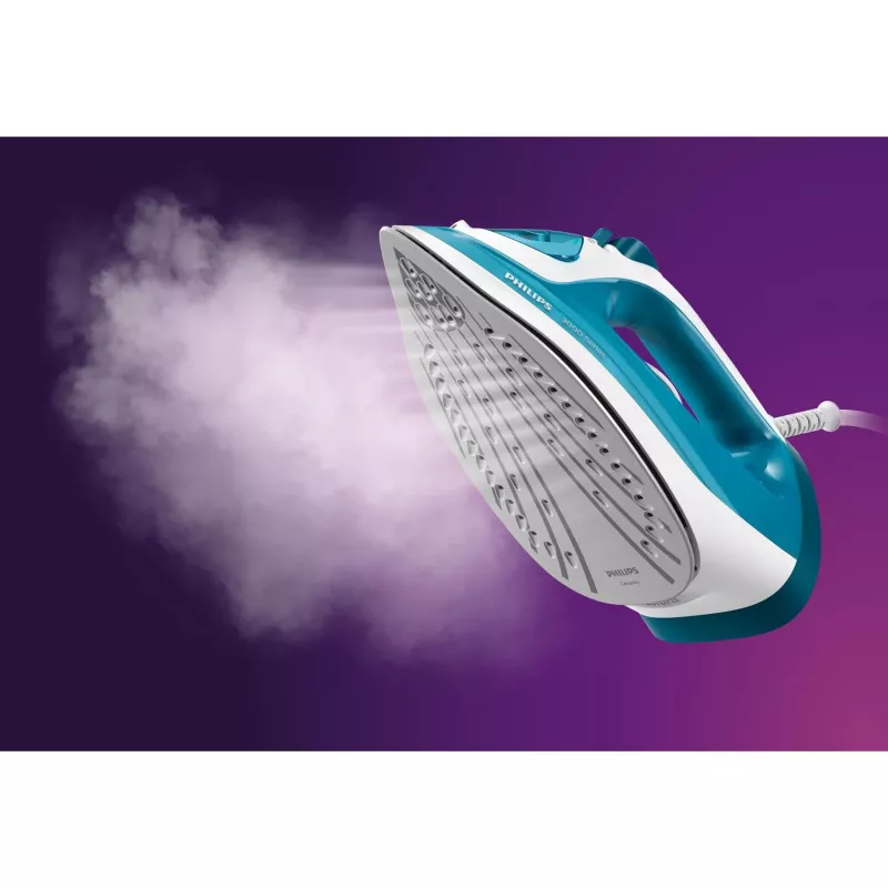 Steam iron Philips DST3011/20 — 2100 W, ceramic soleplate, 0.3 L tank, 1.9 m cord, blue