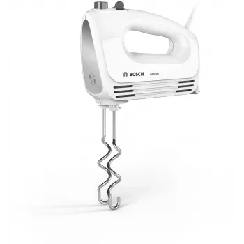 Hand mixer Bosch MFQ24200 — 400 W, 4 speeds, turbo, brushed steel/white