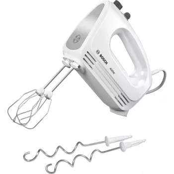 Hand mixer Bosch MFQ24200 — 400 W, 4 speeds, turbo, brushed steel/white