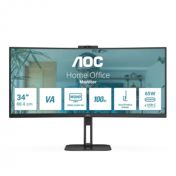 AOC V5 CU34V5CW computer monitor 86.4 cm (34 inch) 3440 x 1440 pixels Wide Quad HD LED Black