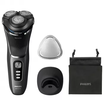 Electric shaver Philips 3000 Series S3343/13 — 3-head rotary, Wet & Dry, 60 min battery, PowerCut blades