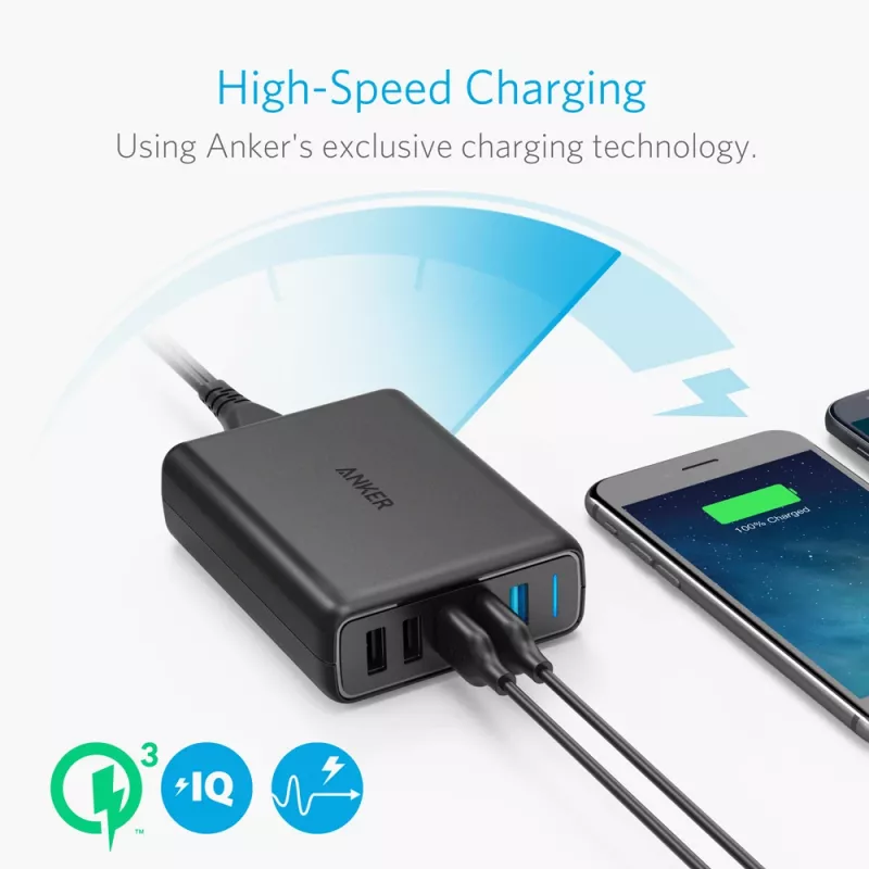 ANKER Powerport Speed 5 2x Quick Charge 3.0 Eu Black